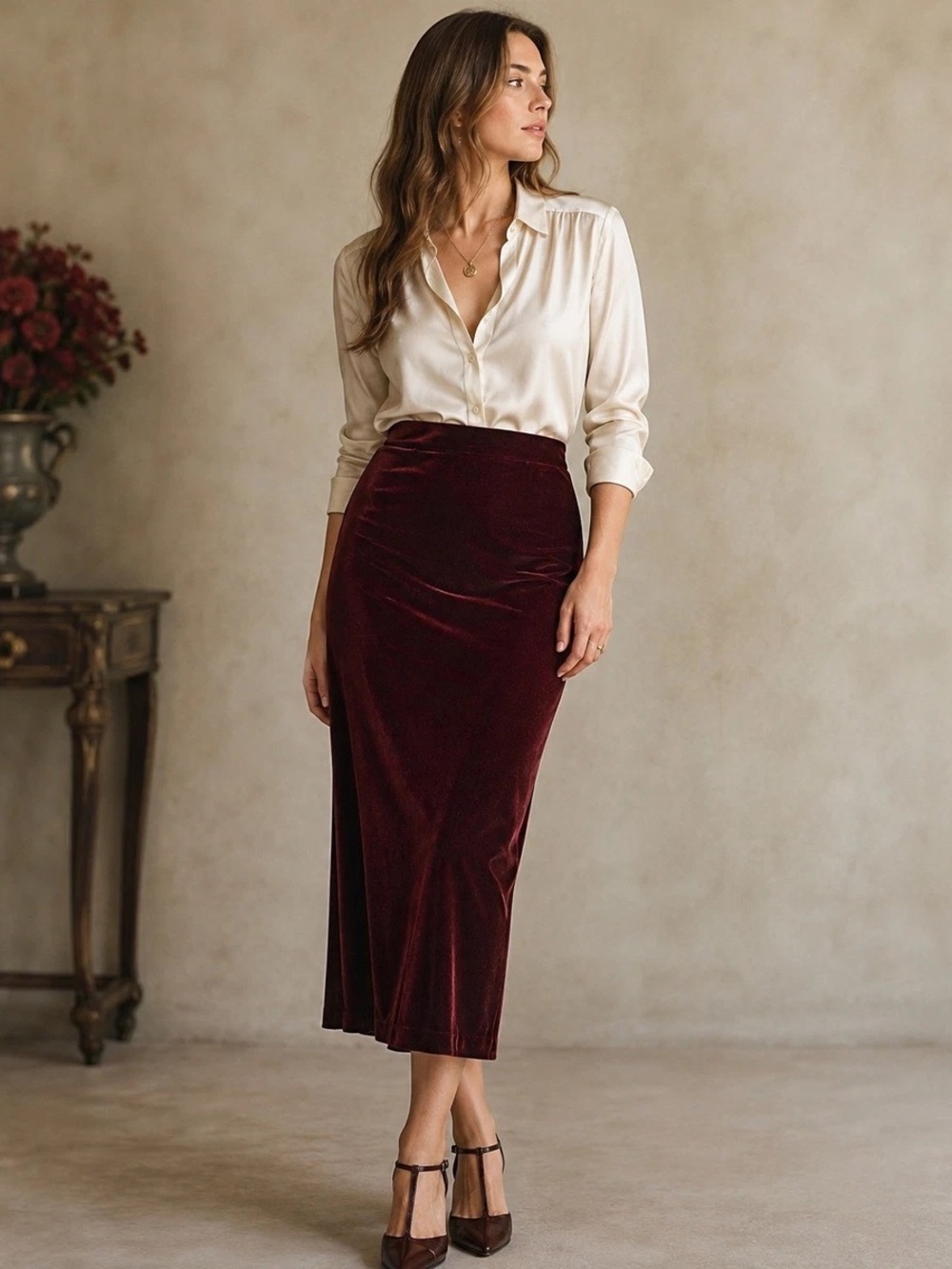 S26 Polo Ralph Lauren Vintage Rayon and Silk Velvet Skirt